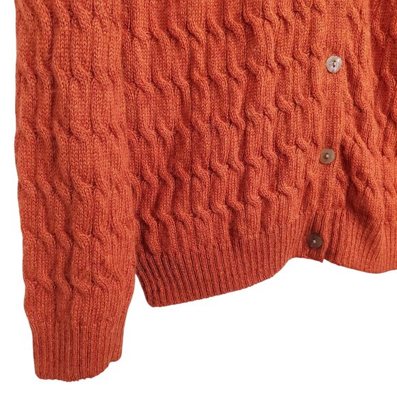 Norm Thompson Womens Size XL Cardigan Cable Knit Button Sweater Cozy Soft Orange - Picture 9 of 10